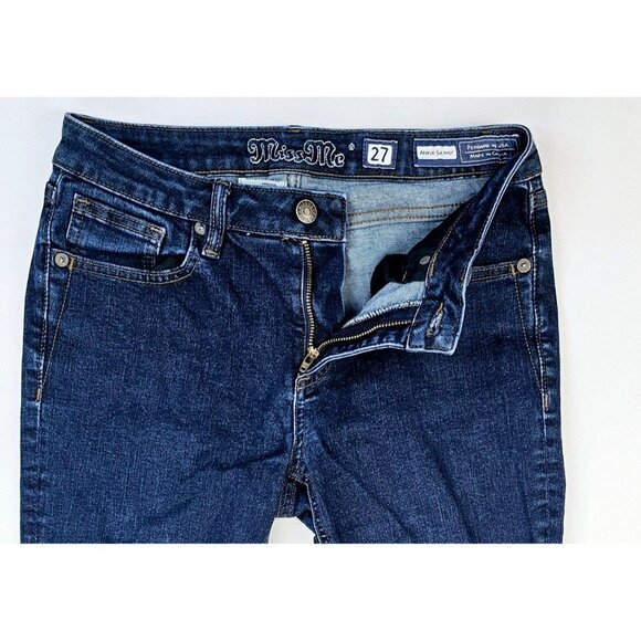 Miss Me Size 27X27 Women's Ankle Skinny Blue Denim 5 Pocket logo Tag Jeans - Picture 11 of 13